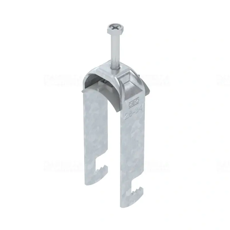 Ingyenes szállítás OBO BBS kengyeles bilincs F-kivitel tűzihorganyzott 2 kábel részére műanyag nyomóvályúval 28-34mm, 4-12mm laposvashoz BS-F2-K-34 FT 1187627