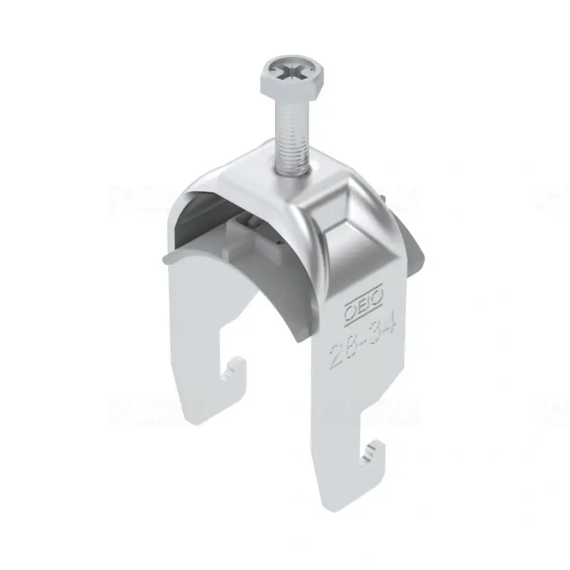 Újdonság OBO BBS kengyeles bilincs U-kivitel alumínium 1 kábel részére műanyag nyomóvályúval 28-34mm, 18-22mm résszélességhez BS-U1-K-34 ALU 1186929