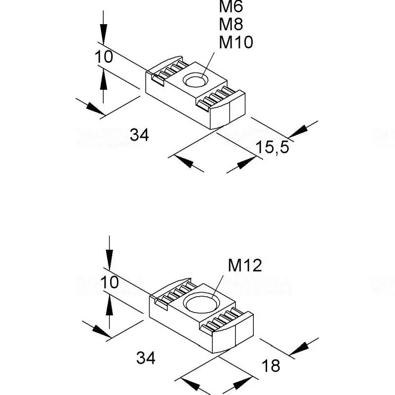 Gyors szállítás Ferde csúszóanya M12, SW: 18 mm, 22 mm, 26 mm GMZM12F NIEDAX GMZM12F NIEDAX