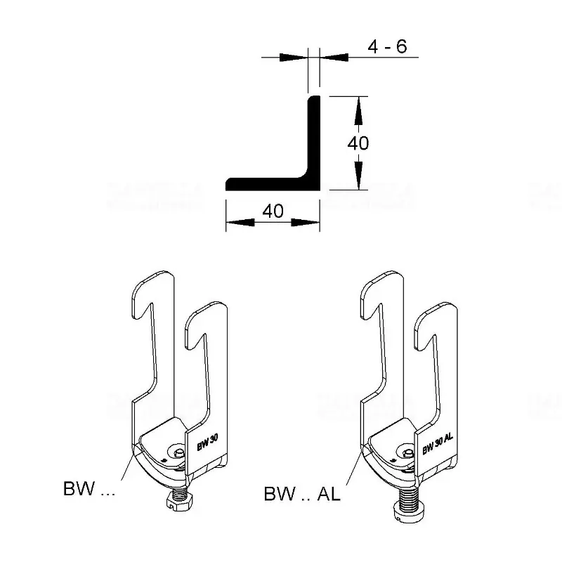 Kábelbilincs 40x40x4-6 mm-es szögvashoz 1 db 26-30mm kábelhez BW30 Niedax Vedd meg most