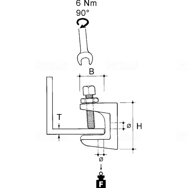 Klipsz, csavaros, t=1-18 mm, M10BH-10T Niedax Gyors szállítás