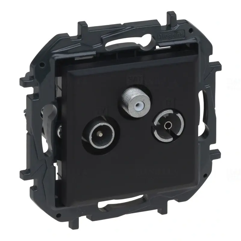 Niloé Step fekete TV-R-SAT átmenő aljzat (14 dB) 863578B Legrand Autentikus