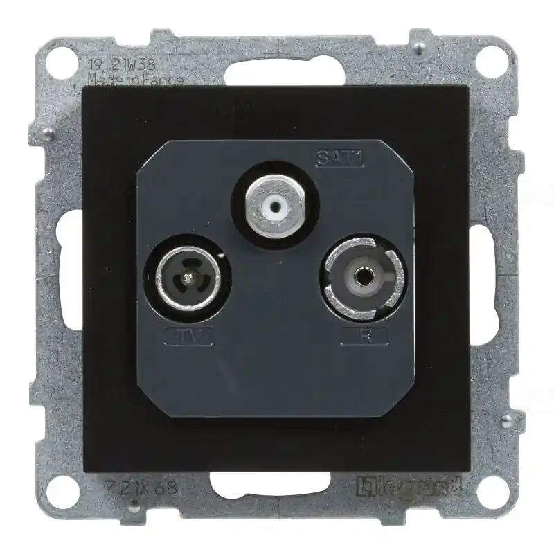 Utolsó esély Legrand 721468 Suno TV-R-SAT csatlakozóaljzat, átmenő 14 dB, keret nélkül, fekete