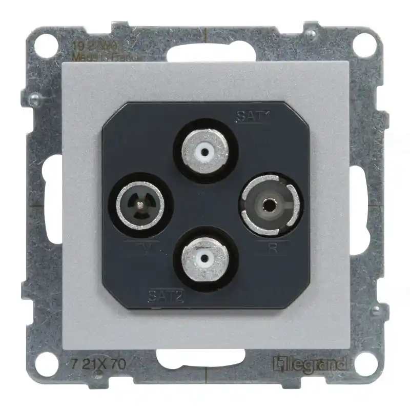 Vedd meg most Legrand 721370 Suno TV-R-SAT-SAT csatlakozóaljzat, végzáró, keret nélkül, alumínium