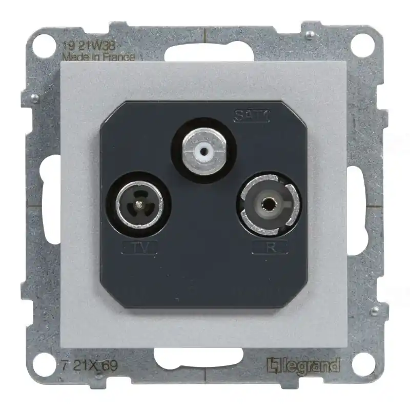 Ingyenes szállítás Legrand 721369 Suno TV-R-SAT csatlakozóaljzat, végzáró 10 dB, keret nélkül, alumínium