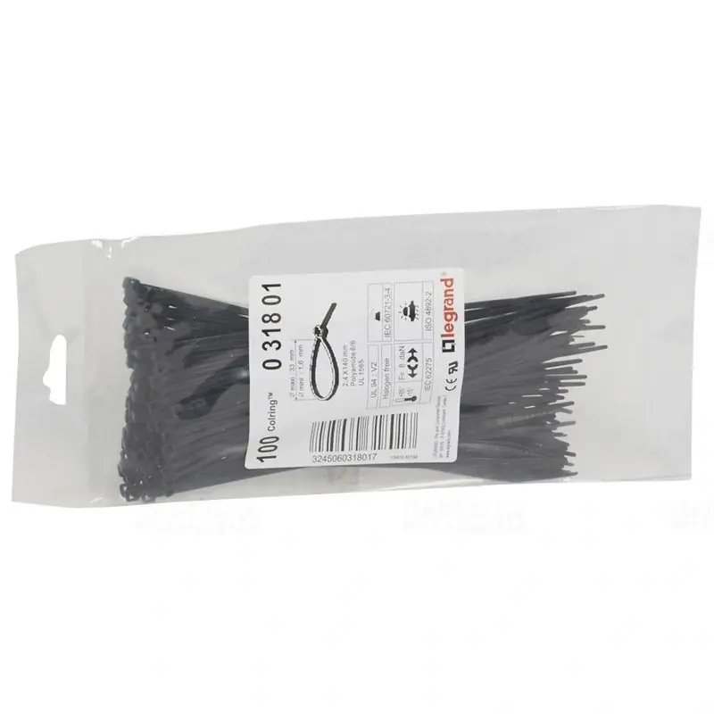 Legrand 031801 Colring Kábelkötegelő 140x2,4 fekete, UV-álló Biztonságos fizetés