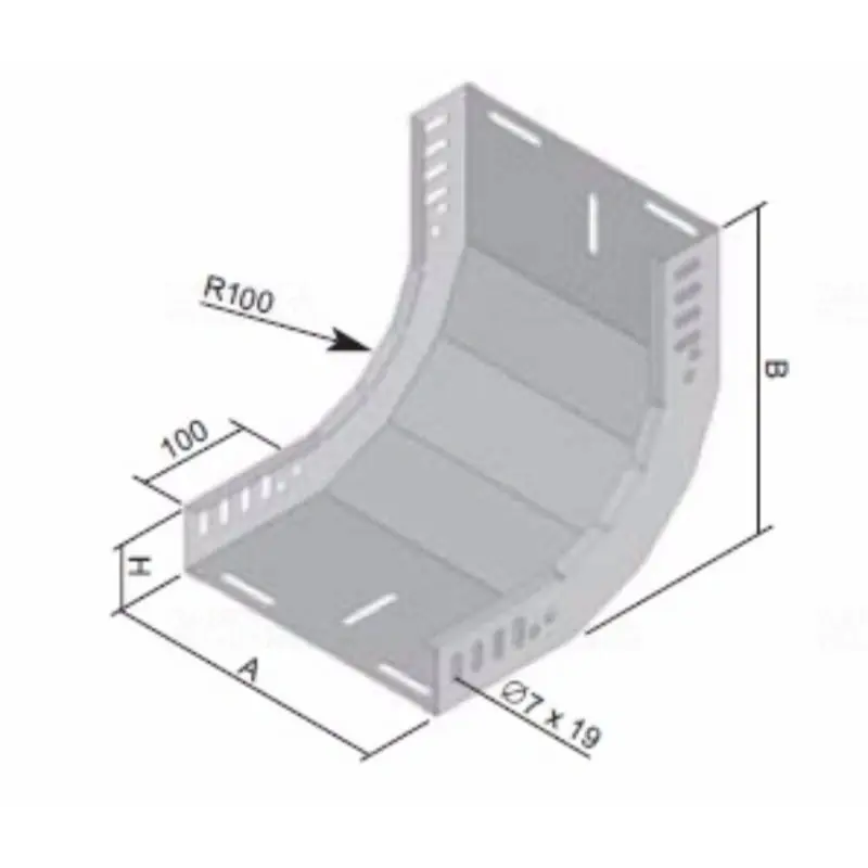 Akció Kábeltálca emelkedő idom 90 fok 100x60mm tűzálló Sendzimir, SO 90X60X100 S Kopos
