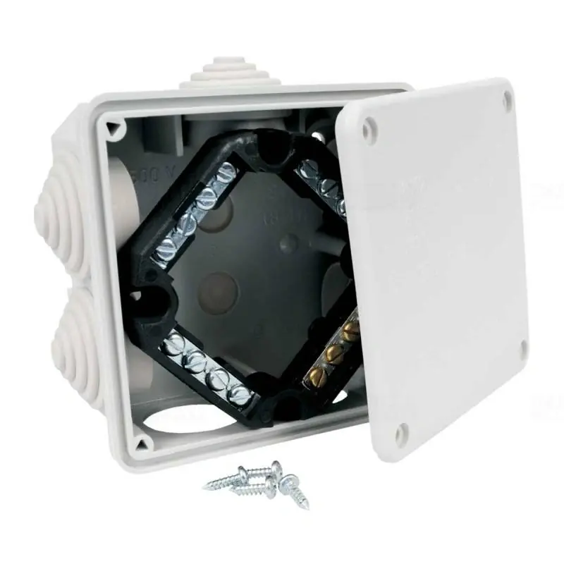 Ajánlat Elosztódoboz szigetelt 116x116x50mm, fedéllel, S-66 sork.-al, sötétszürke, 8111 LA Kopos