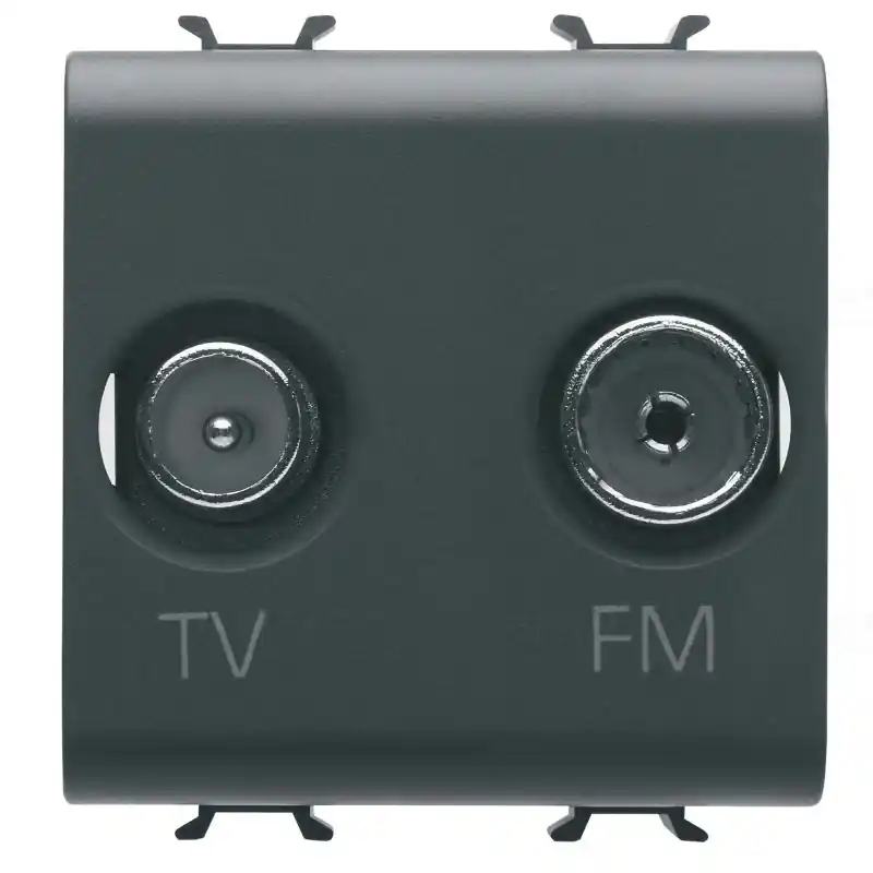 Utolsó esély Chorus matt fekete TV-FM végzáró csatlakozó aljzat, 2 modulos GW12381 Gewiss