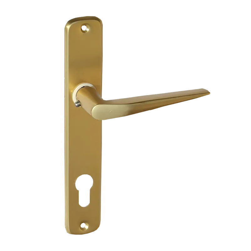 Autentikus JKH AJTÓKILINCS CZ 410 + AJTÓCÍM 90 MM ARANY ELOXÁLT