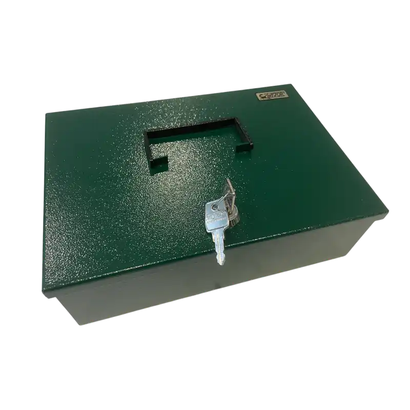 TREZOR PÉNZKAZETTA 80X260X180MM KÖZÉP BETÉT NÉLKÜL, ZÖLD Újdonság