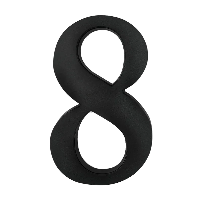 Autentikus HÁZSZÁM MŰANYAG 8 MATT FEKETE 19CM