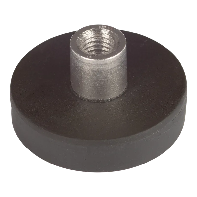 Népszerű Suki korongmágnes menetes furattal, 25x13,5mm, gumibevonatos neodímium