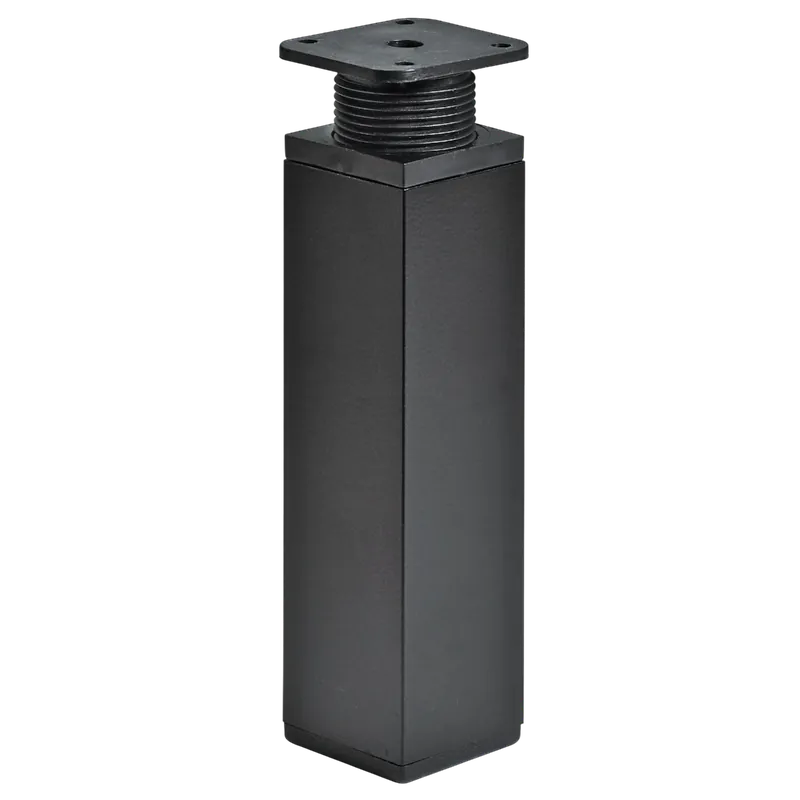 Újdonság Bútorláb 40x40x150-165mm fém-műanyag fekete négyszögletes