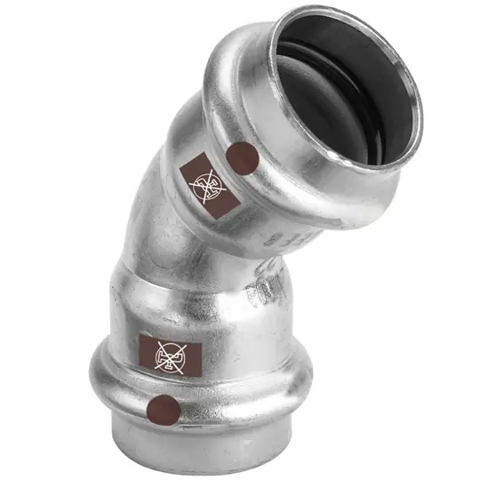 Viega Temponox ív idom, 45°, 28 BB, préselhető, SC-Contur, rm.acél Biztonságos fizetés