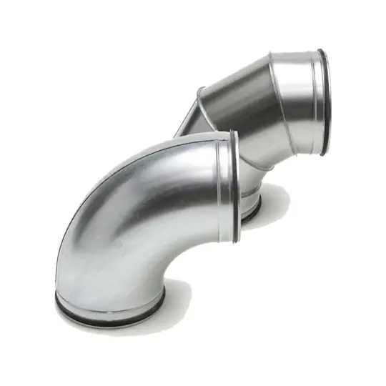 Ingyenes szállítás Spirálkorcolt könyök, 90°-os, szeletes, DN100, horganyzott acél, gumitömítéssel, Cairox