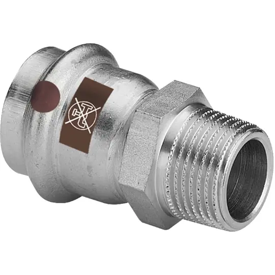 Viega Temponox átmeneti csatlakozó külső menetes idom, 28 - 1/2" KM, préselhető, SC-Contur, rm.acél Prémium