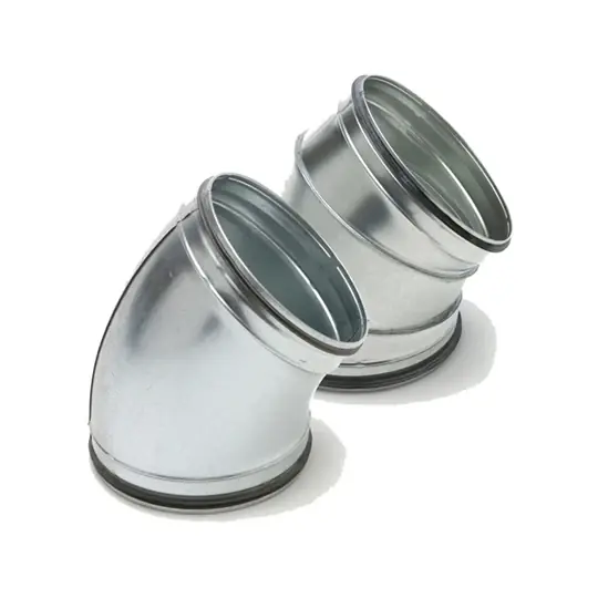 Spirálkorcolt könyök, 45°-os, szeletes, DN125, horganyzott acél, gumitömítéssel, Cairox Pénzvisszafizetés