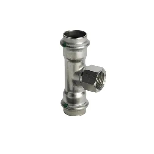 Viega Sanpress Inox T-idom, belső menetes, 35 x 1/2" x 35, préselhető, SC-Contur, rm. acél Népszerű