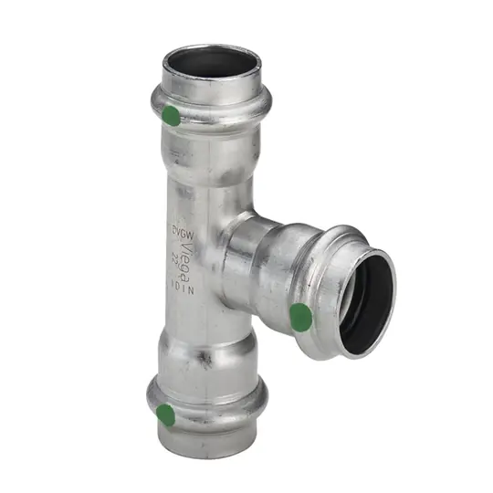 Viega Sanpress Inox T-idom, szűkített, 18 x 15 x 15, préselhető, SC-Contur, rm. acél Utolsó esély