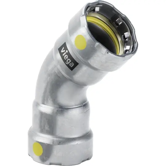Viega Megapress G ív, 45°-os, 1/2", BB, horganyzott acél, gázra Pénzvisszafizetés