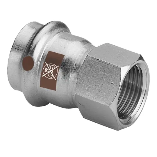 Viega Temponox átmeneti csatlakozó belső menetes idom, 15 - 1/2" BM, préselhető, SC-Contur, rm.acél Rendeld meg most