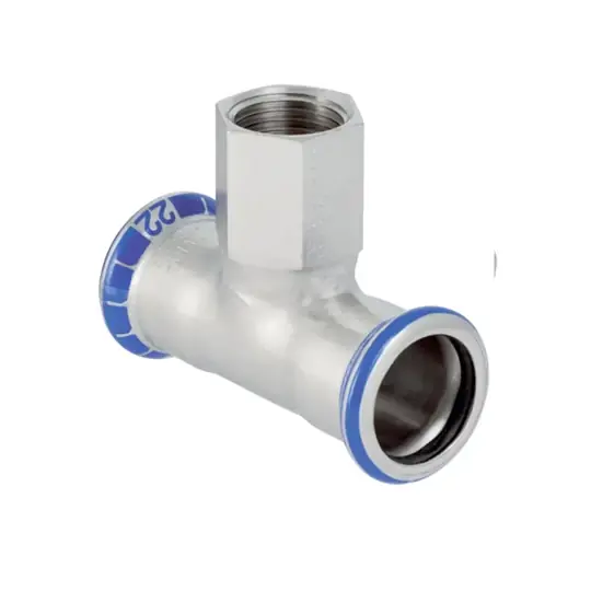 Geberit Mapress rozsdamentes acél belső menetes T-idom: d=28mm, Rp=3/4", d1=28mm Pénzvisszafizetés