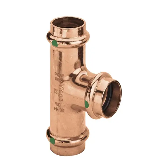 Viega Profipress T-idom, szűkített, 22 - 22 - 15, préselhető, SC-Contur, vörösréz Autentikus