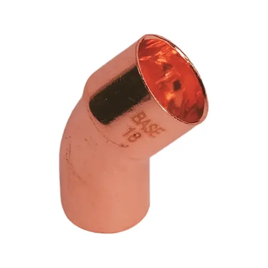 Népszerű BASE forrasztható réz ív idom 45°, KB, 18 mm