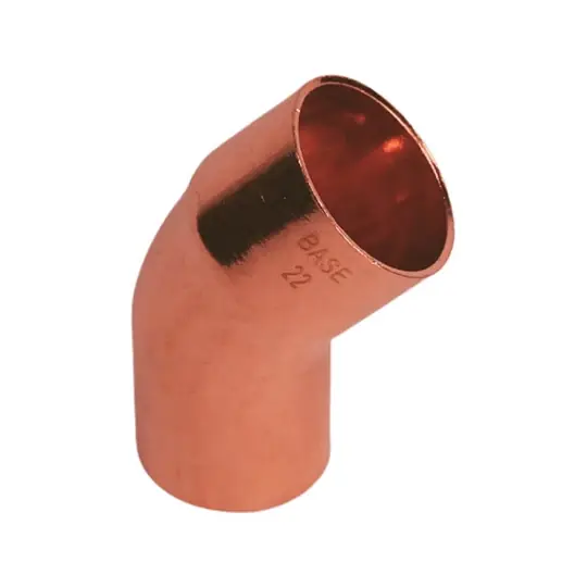 Prémium BASE forrasztható réz ív idom 45°, KB, 22 mm