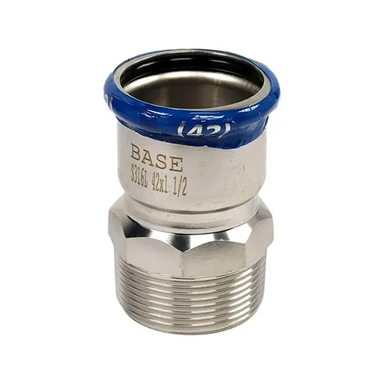 Ajánlat BASE PRESS-M rozsdamentes acél csatlakozó idom, külső menetes, 42 mm - 6/4" KM, 1.4404 - 316L