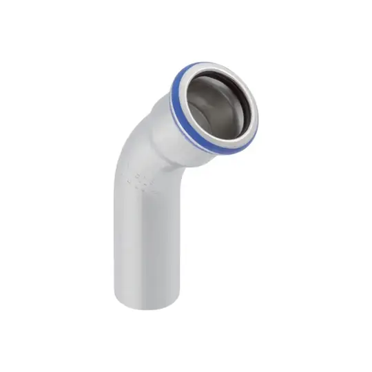 Autentikus Geberit Mapress rozsdamentes acél ívidom betoló csővéggel: 45°, KB d=28mm